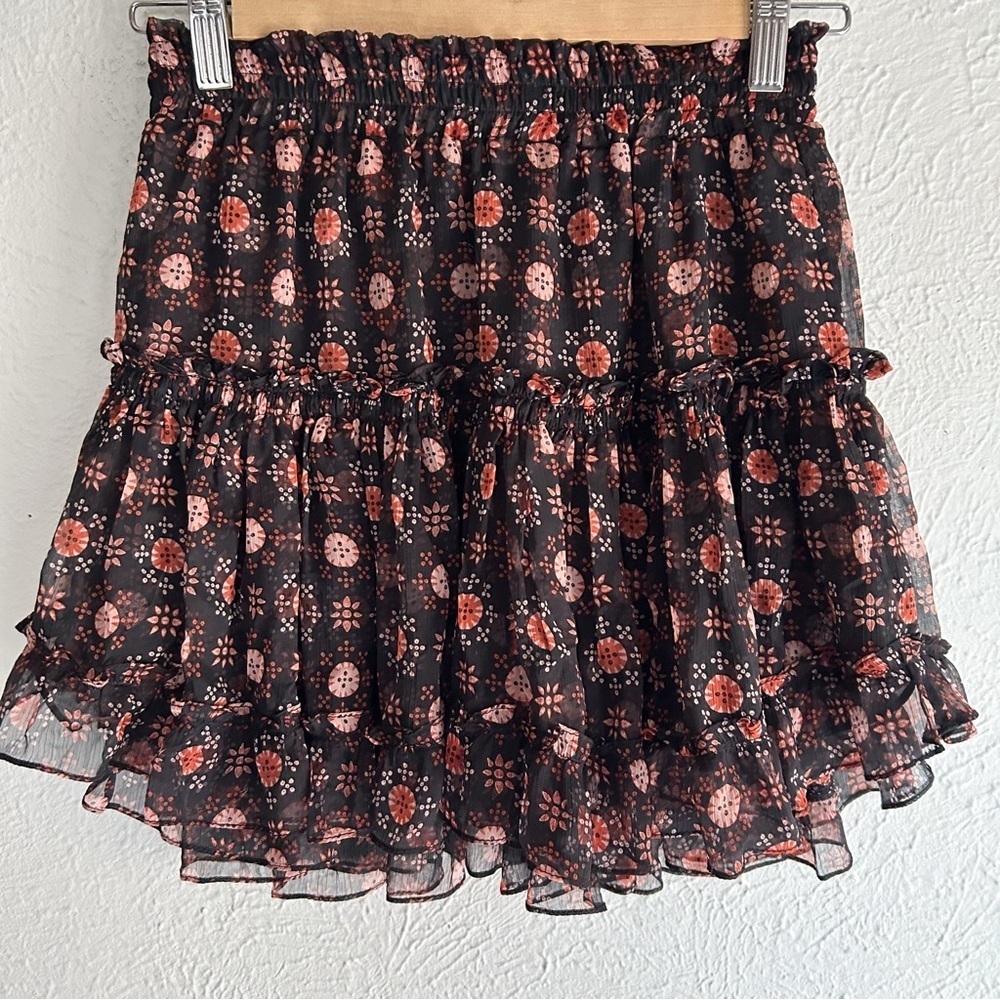 Misa Marion Tiered Chiffon Mini Skirt XS Boho Whimsigoth Fairycore